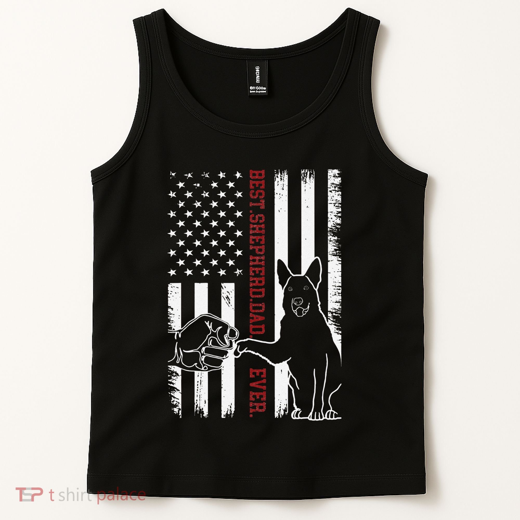 German Shepherd Dad Dog American Flag Tank Top