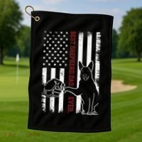 German Shepherd Dad Dog American Flag Golf Towel thumb 1