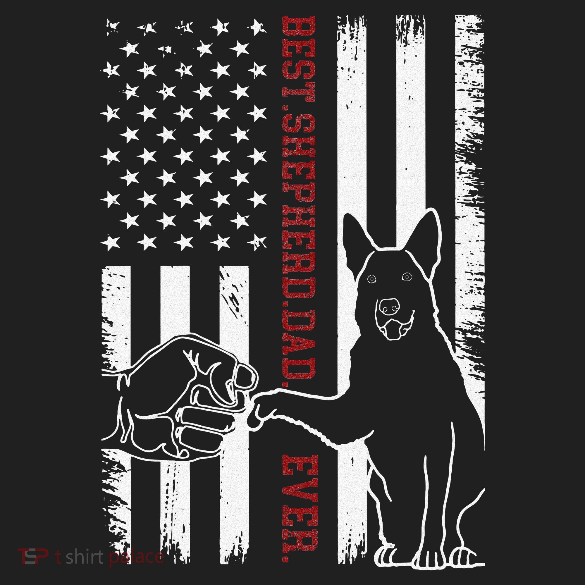 German Shepherd Dad Dog American Flag Golf Towel