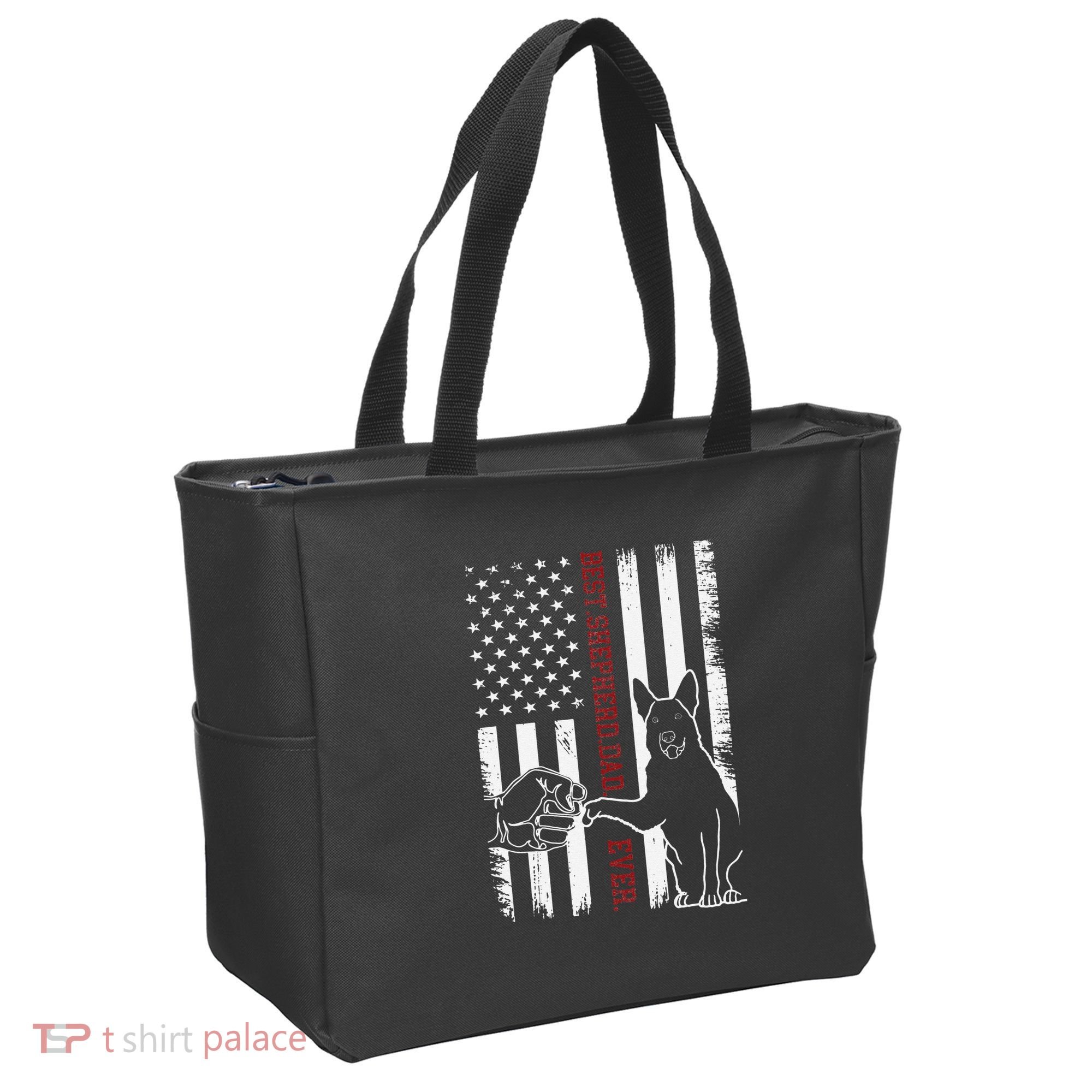 German Shepherd Dad Dog American Flag Tote Bag