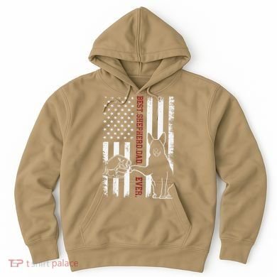 German Shepherd Dad Dog American Flag Hoodie