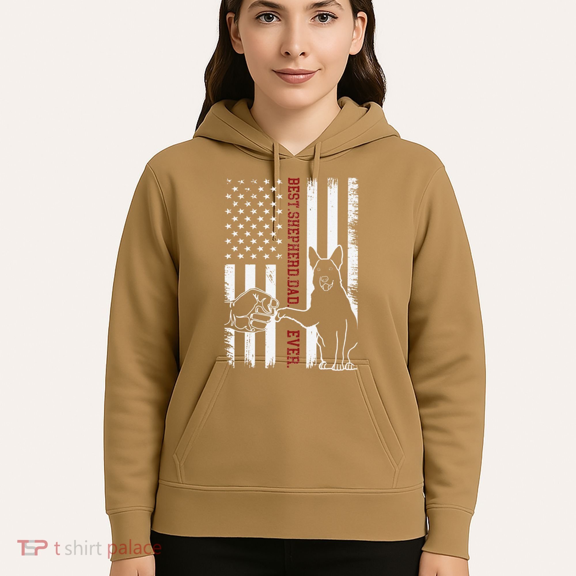 German Shepherd Dad Dog American Flag Hoodie