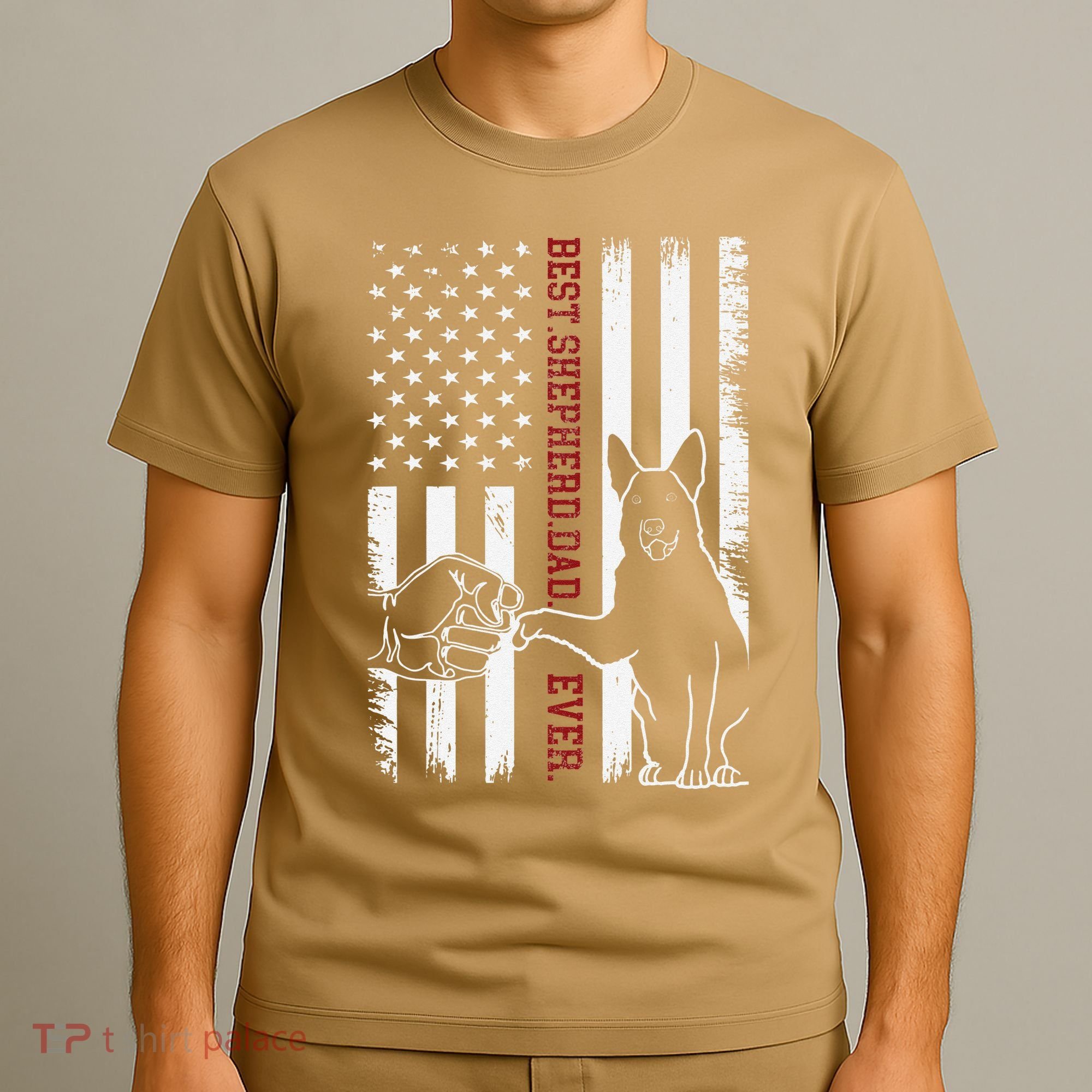 German Shepherd Dad Dog American Flag T-Shirt