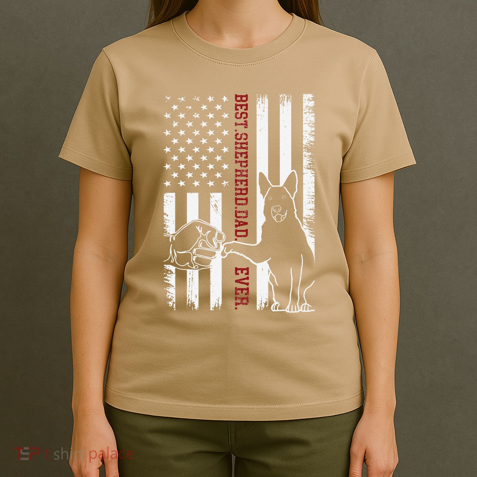 German Shepherd Dad Dog American Flag T-Shirt