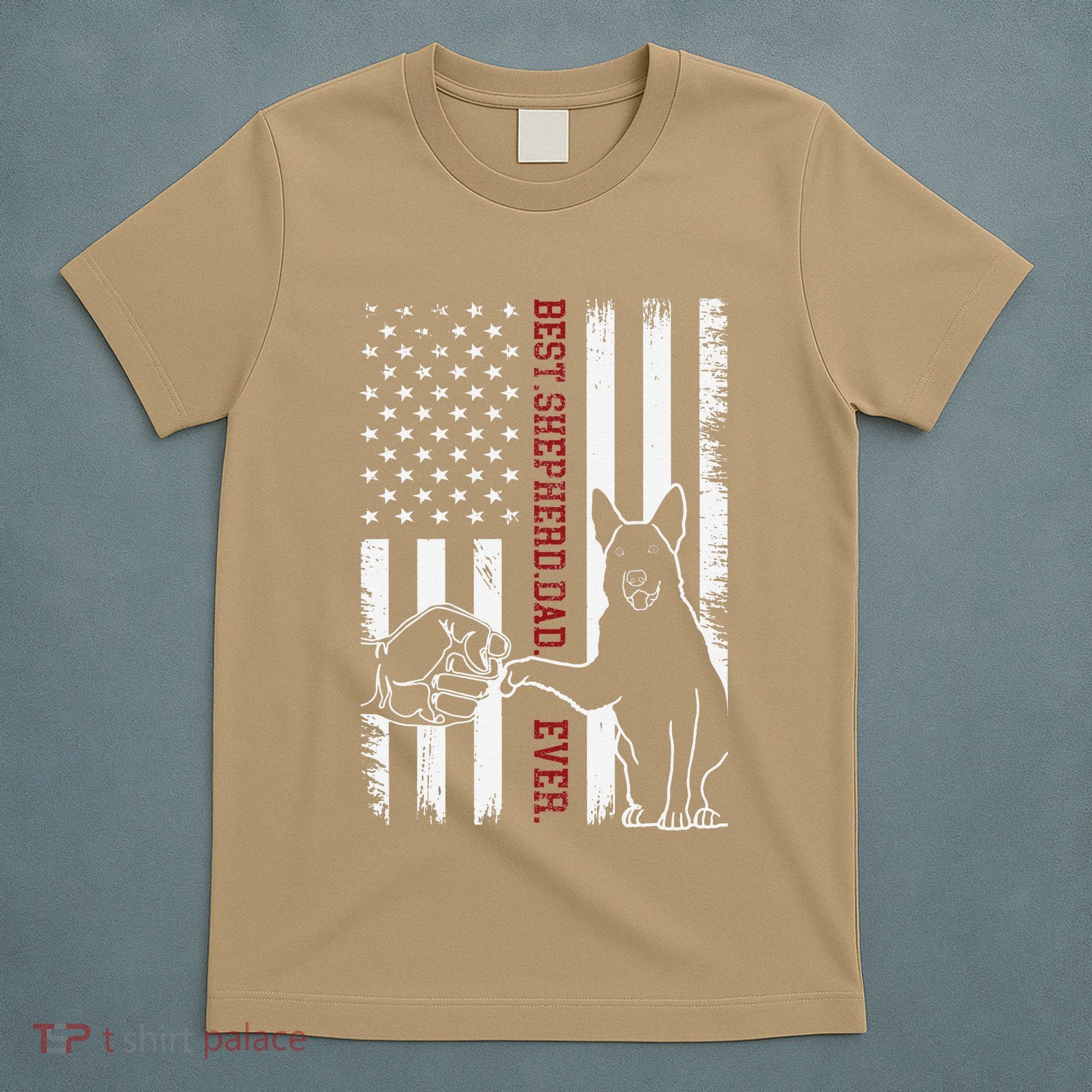 German Shepherd Dad Dog American Flag T-Shirt