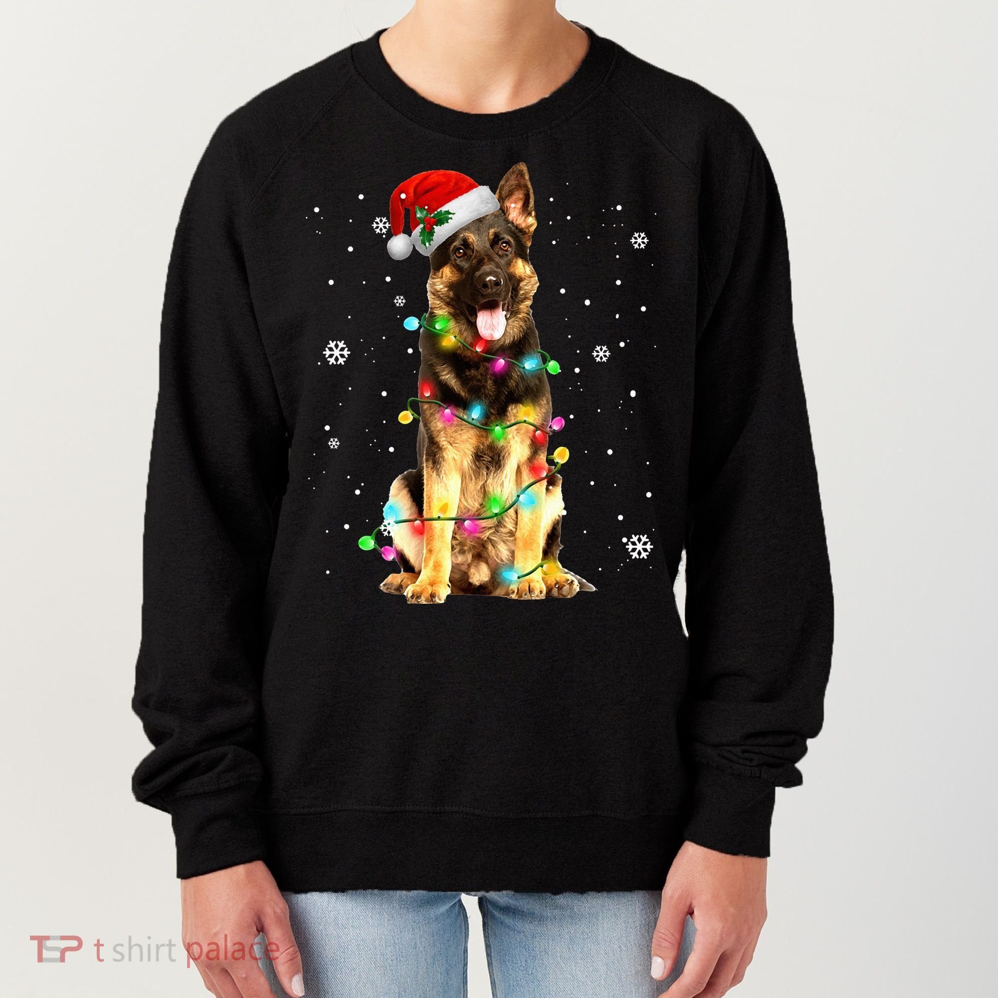 German Shepherd Dog Tree Christmas Sweater Xmas Dogs Gifts Women's Sweatshirt