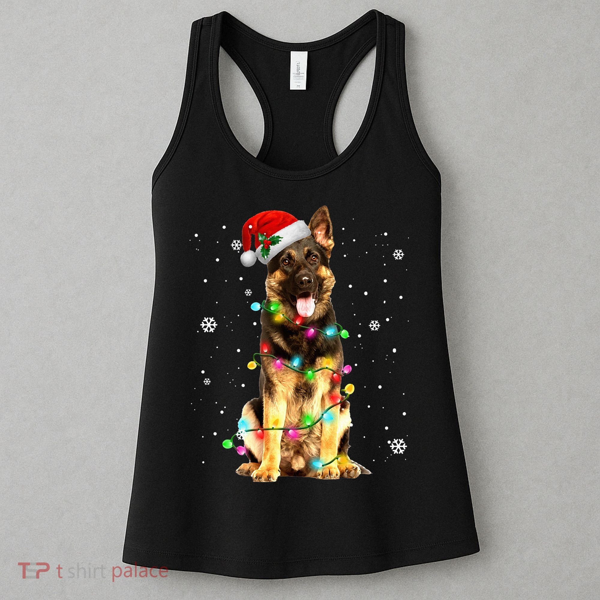 German Shepherd Dog Tree Christmas Sweater Xmas Dogs Gifts Women's Tank Top