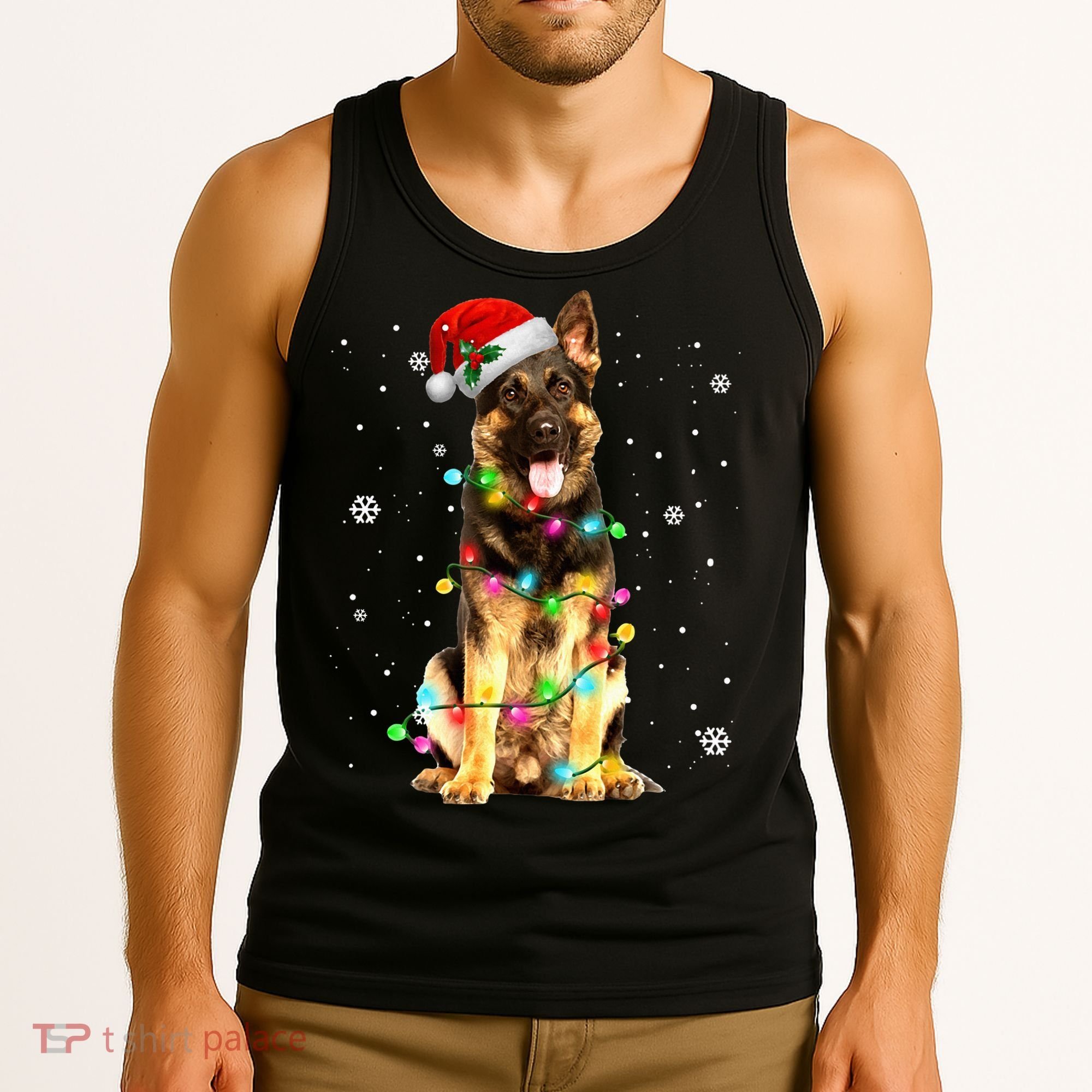 German Shepherd Dog Tree Christmas Sweater Xmas Dogs Gifts Tank Top