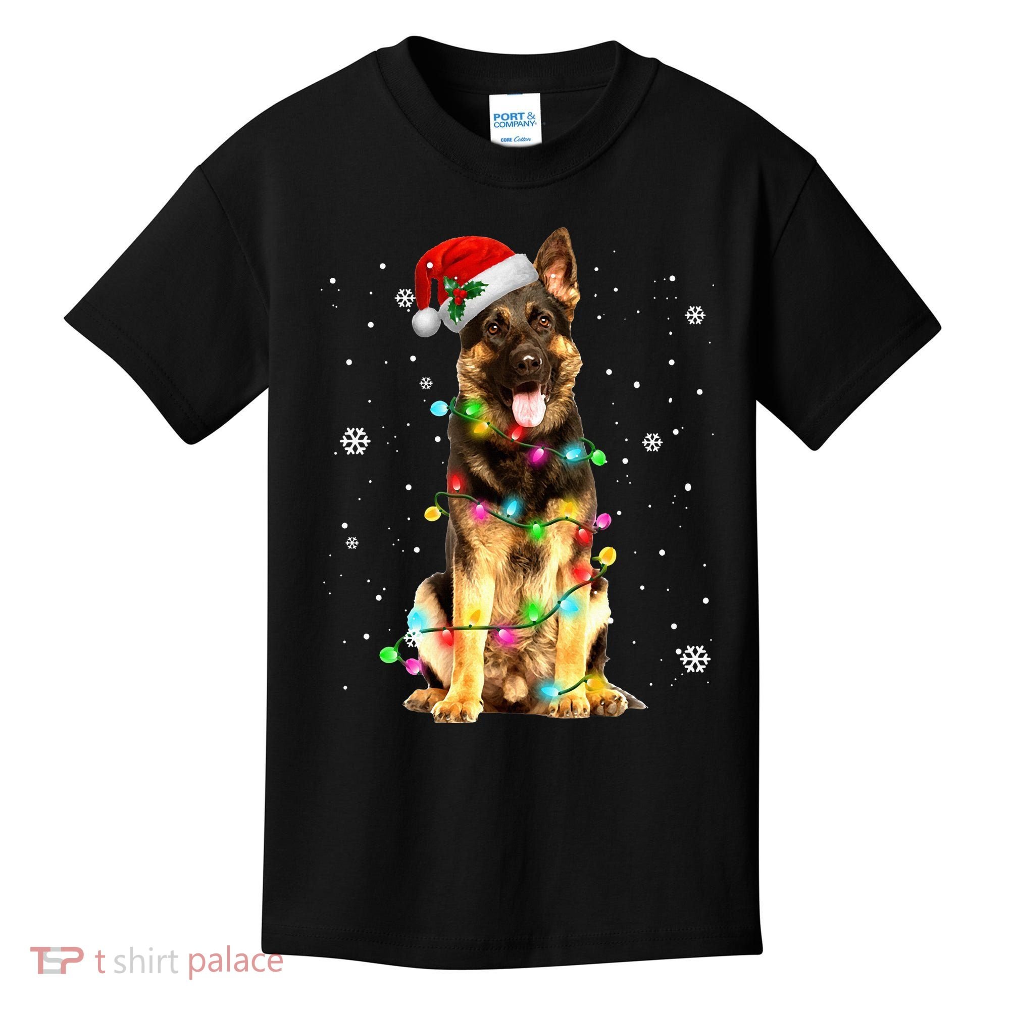 German Shepherd Dog Tree Christmas Sweater Xmas Dogs Gifts Kids T-Shirt