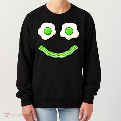 Green Smile Face Eggs And Bacon Ham Breakfast Women's Sweatshirt