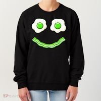 Green Smile Face Eggs And Bacon Ham Breakfast Women's Sweatshirt thumb 0