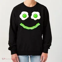 Green Smile Face Eggs And Bacon Ham Breakfast Women's Sweatshirt thumb 0