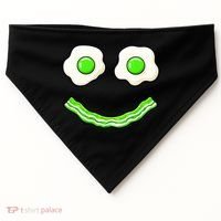 Green Smile Face Eggs And Bacon Ham Breakfast USA-Made Doggie Bandana thumb 0
