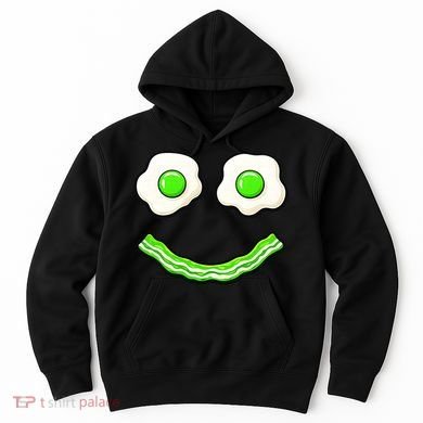Green Smile Face Eggs And Bacon Ham Breakfast Hoodie