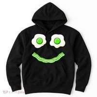 Green Smile Face Eggs And Bacon Ham Breakfast Hoodie thumb 0