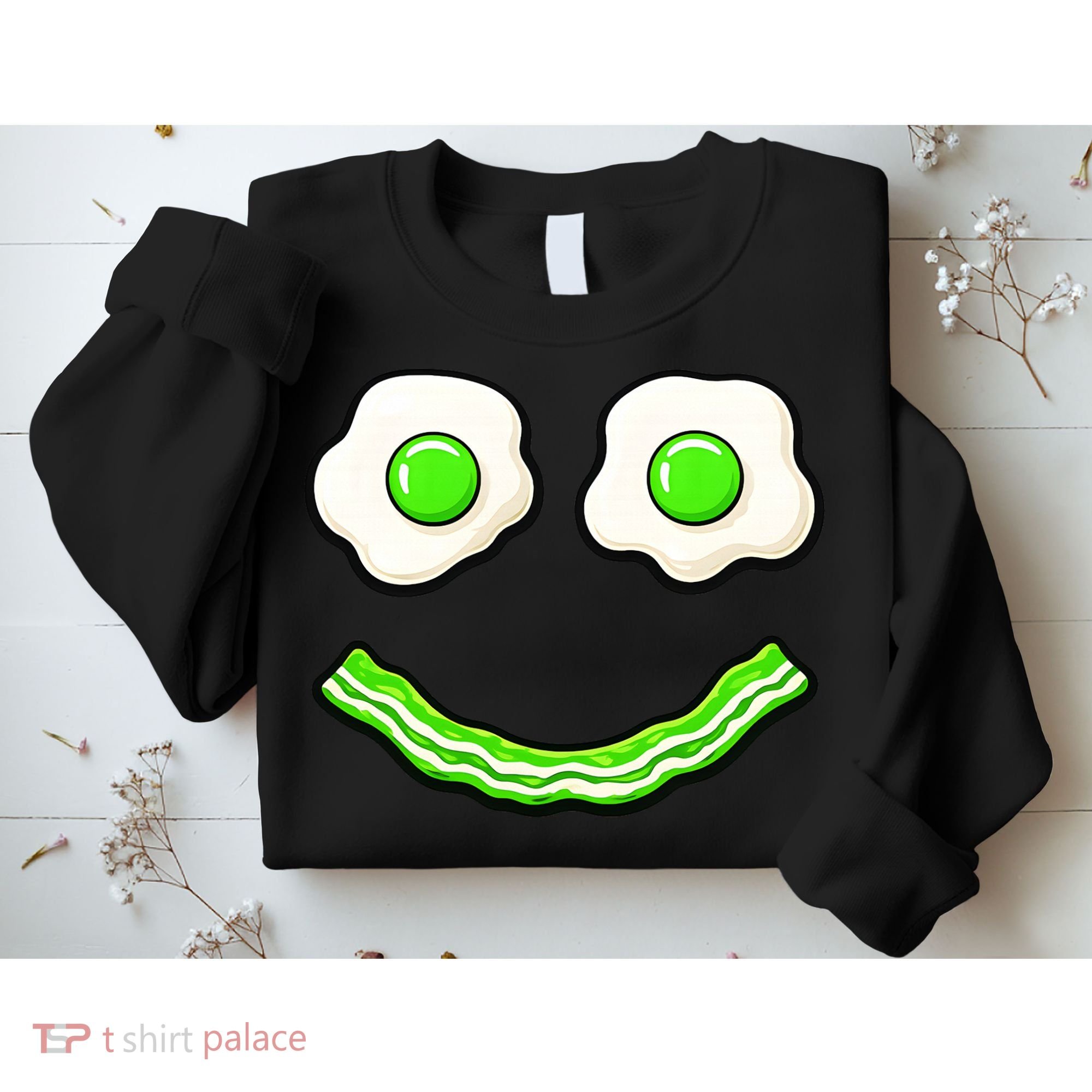 Green Smile Face Eggs And Bacon Ham Breakfast Sweatshirt