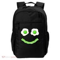 Green Smile Face Eggs And Bacon Ham Breakfast Backpack thumb 0