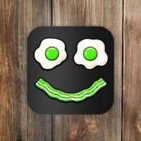 Green Smile Face Eggs And Bacon Ham Breakfast Coaster thumb 0