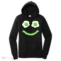Green Smile Face Eggs And Bacon Ham Breakfast Women's Hoodie thumb 0