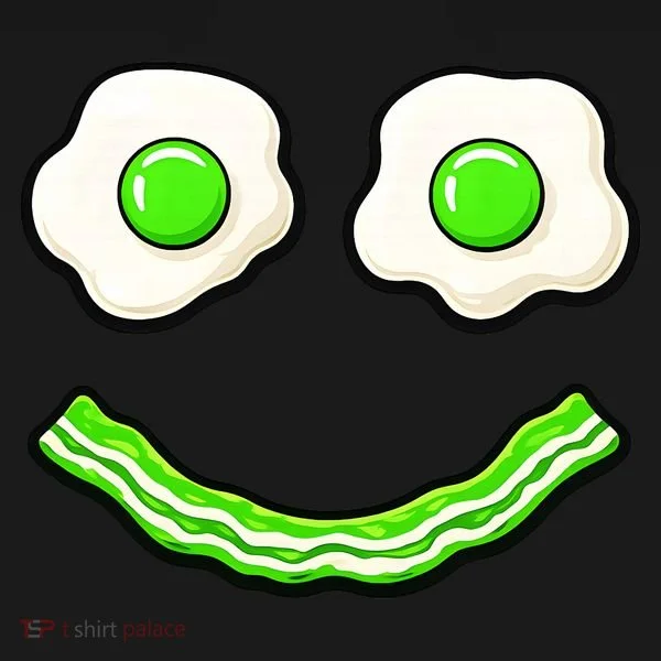 Green Smile Face Eggs And Bacon Ham Breakfast Women's Hoodie