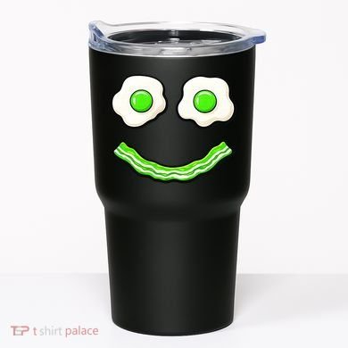 Green Smile Face Eggs And Bacon Ham Breakfast Tumbler