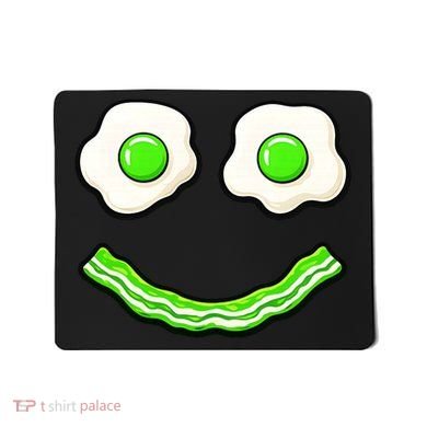 Green Smile Face Eggs And Bacon Ham Breakfast Mousepad
