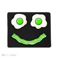 Green Smile Face Eggs And Bacon Ham Breakfast Mousepad thumb 0