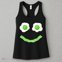 Green Smile Face Eggs And Bacon Ham Breakfast Women's Tank Top thumb 3