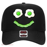 Green Smile Face Eggs And Bacon Ham Breakfast Hat thumb 0