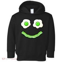 Green Smile Face Eggs And Bacon Ham Breakfast Toddler Hoodie thumb 0
