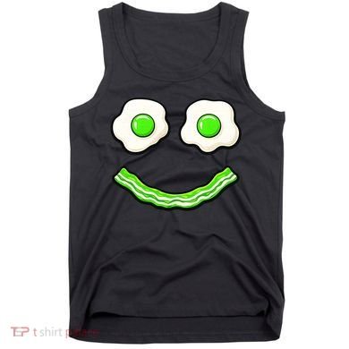 Green Smile Face Eggs And Bacon Ham Breakfast Tank Top