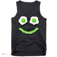Green Smile Face Eggs And Bacon Ham Breakfast Tank Top thumb 0