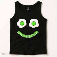 Green Smile Face Eggs And Bacon Ham Breakfast Tank Top thumb 2