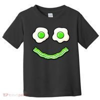 Green Smile Face Eggs And Bacon Ham Breakfast Toddler T-Shirt thumb 0