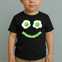 Green Smile Face Eggs And Bacon Ham Breakfast Toddler T-Shirt thumb 2