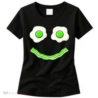 Green Smile Face Eggs And Bacon Ham Breakfast Women's T-Shirt thumb 0