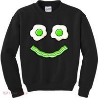Green Smile Face Eggs And Bacon Ham Breakfast Kids Sweatshirt thumb 0