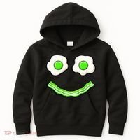 Green Smile Face Eggs And Bacon Ham Breakfast Kids Hoodie thumb 0