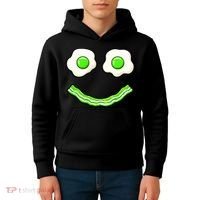 Green Smile Face Eggs And Bacon Ham Breakfast Kids Hoodie thumb 4