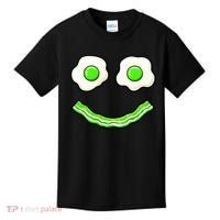 Green Smile Face Eggs And Bacon Ham Breakfast Kids T-Shirt thumb 0