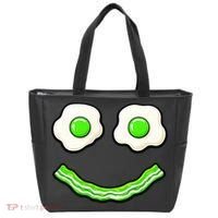 Green Smile Face Eggs And Bacon Ham Breakfast Tote Bag thumb 0
