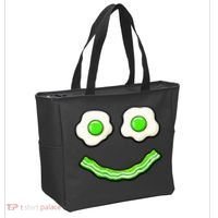 Green Smile Face Eggs And Bacon Ham Breakfast Tote Bag thumb 2