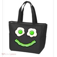 Green Smile Face Eggs And Bacon Ham Breakfast Tote Bag thumb 3