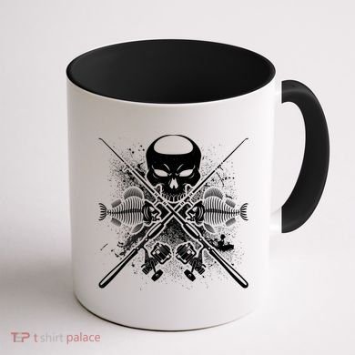 Grunge Skull Fish Bone Fishing Coffee Mug back