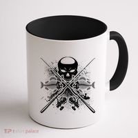 Grunge Skull Fish Bone Fishing Coffee Mug thumb 1