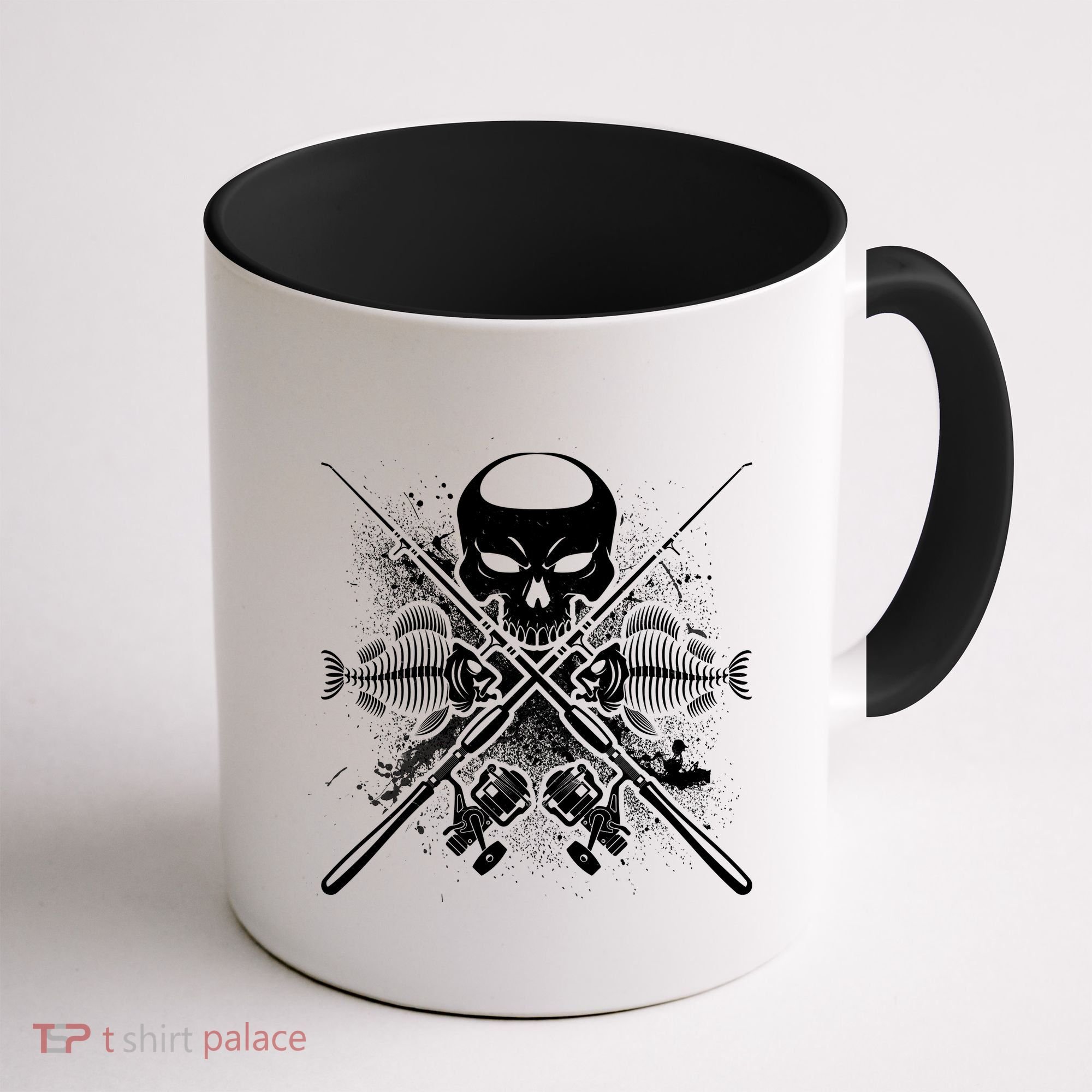 Grunge Skull Fish Bone Fishing Coffee Mug