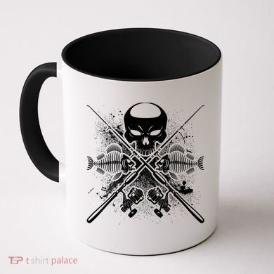 Grunge Skull Fish Bone Fishing Coffee Mug