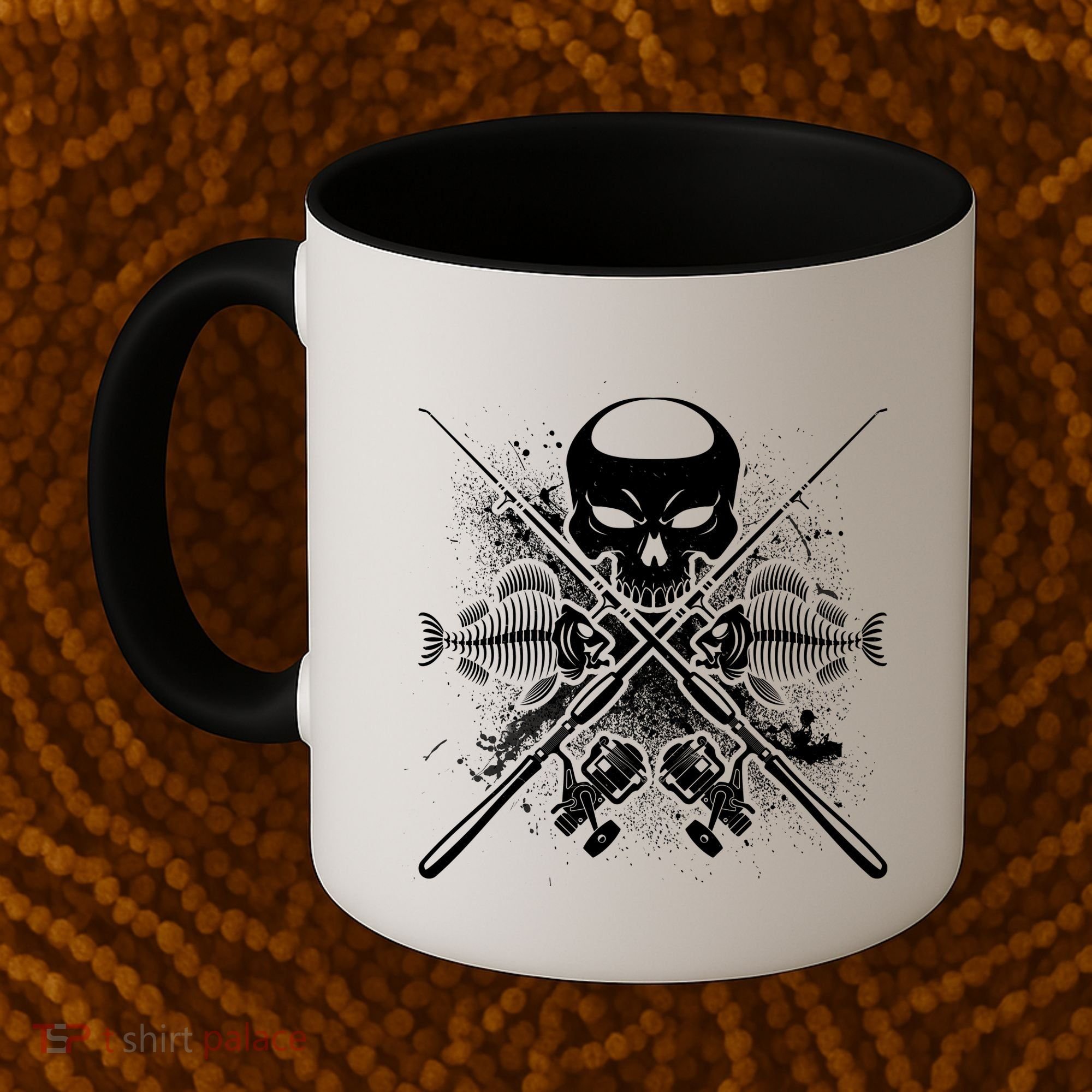 Grunge Skull Fish Bone Fishing Coffee Mug