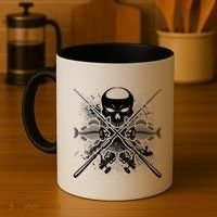 Grunge Skull Fish Bone Fishing Coffee Mug thumb 4