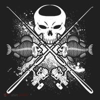 Grunge Skull Fish Bone Fishing Beanie thumb 2
